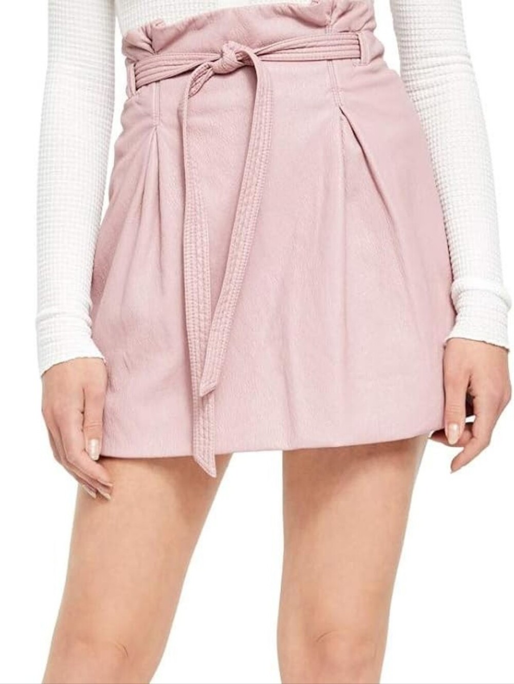 Free People Peyton Vegan Leather Paperbag Waist Mini Skirt In S NWT
